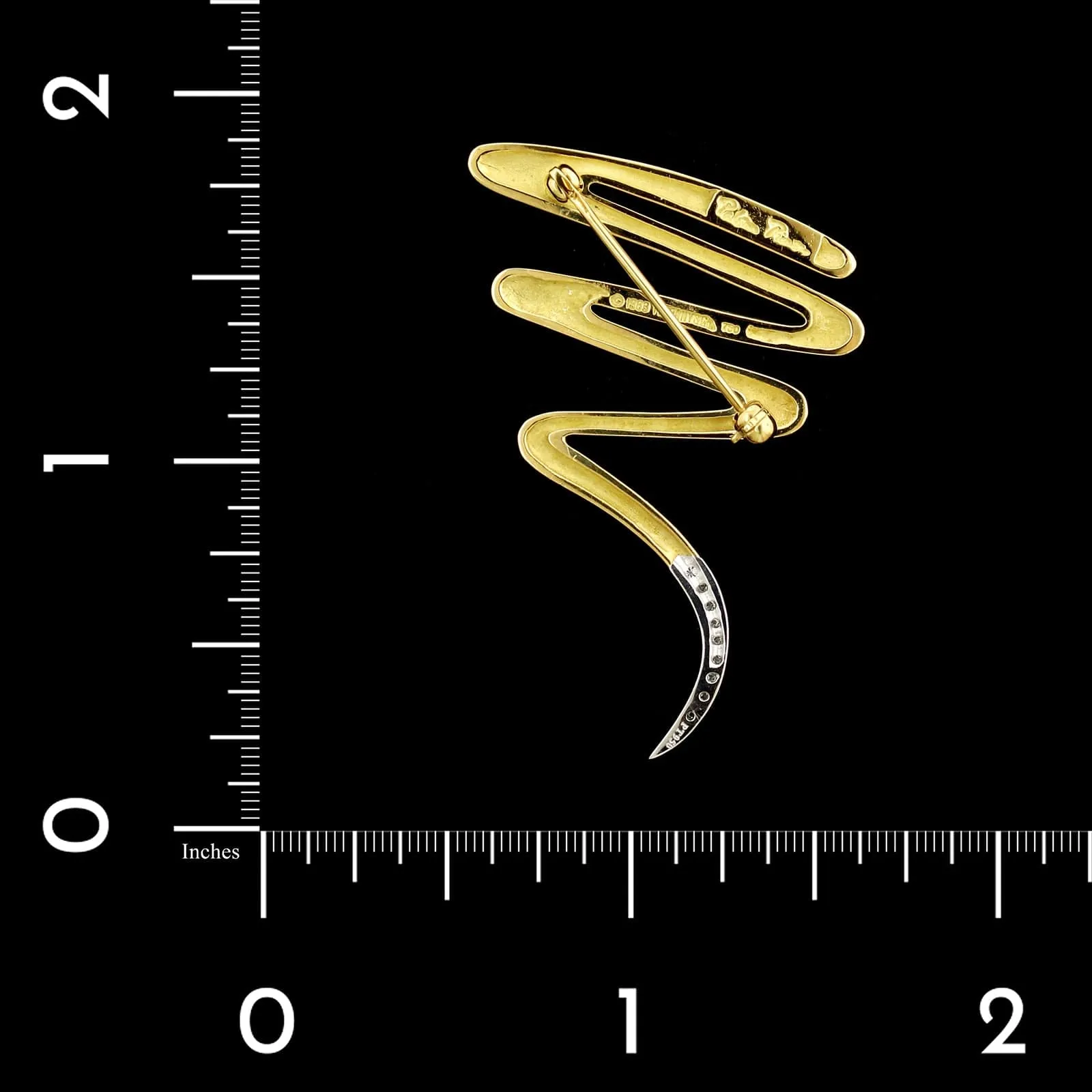 Tiffany & Co. Paloma Picasso 18K Yellow Gold Estate Squiggle and Diamond Pin