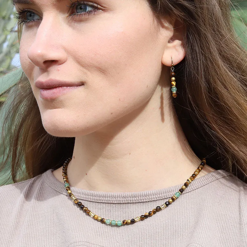 Tiger's eye and Aventurine Earrings