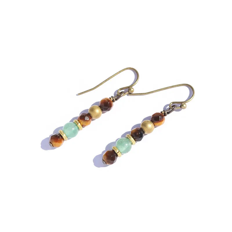 Tiger's eye and Aventurine Earrings