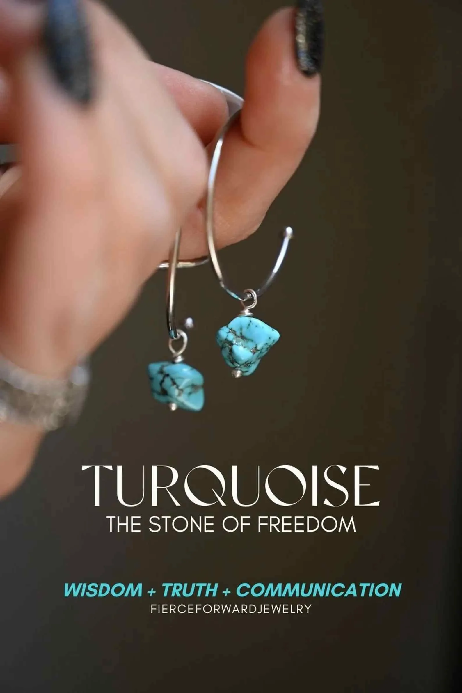 True Girl Turquoise Silver Hoop Earring & Necklace Set