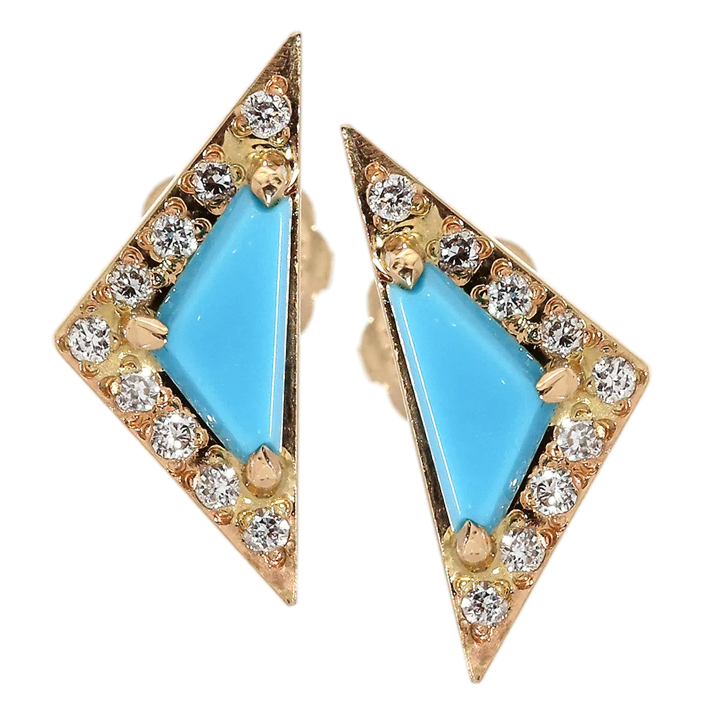 Turquoise & Diamond Stud Earrings