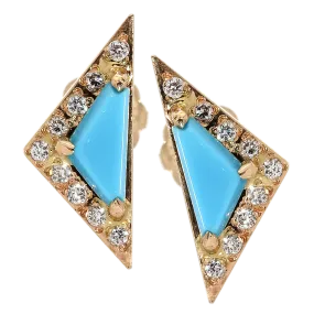 Turquoise & Diamond Stud Earrings