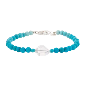 Turquoise & Herkimer Beaded Sterling Silver Bracelet