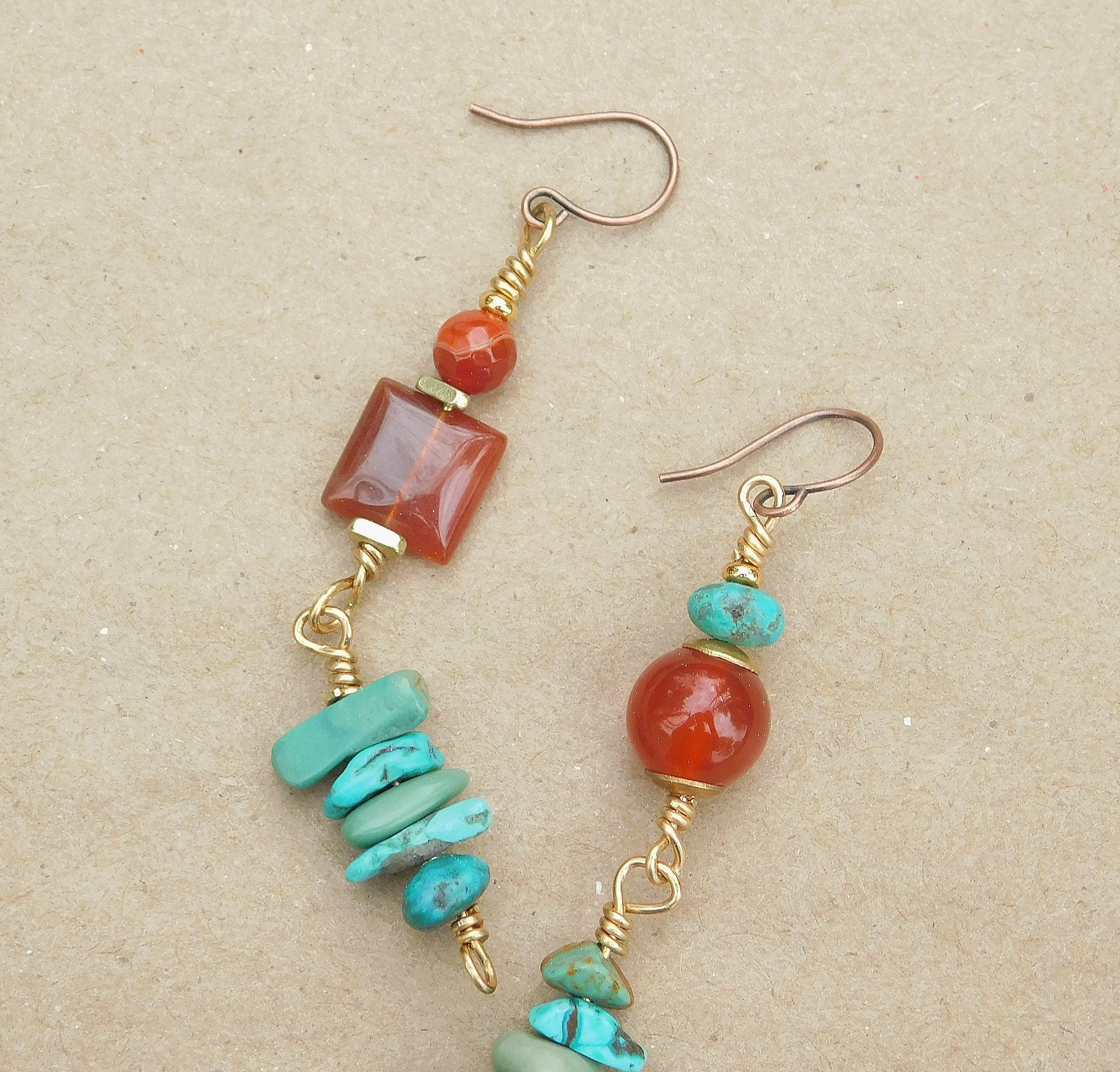 Turquoise and Carnelian Gemstone Earrings