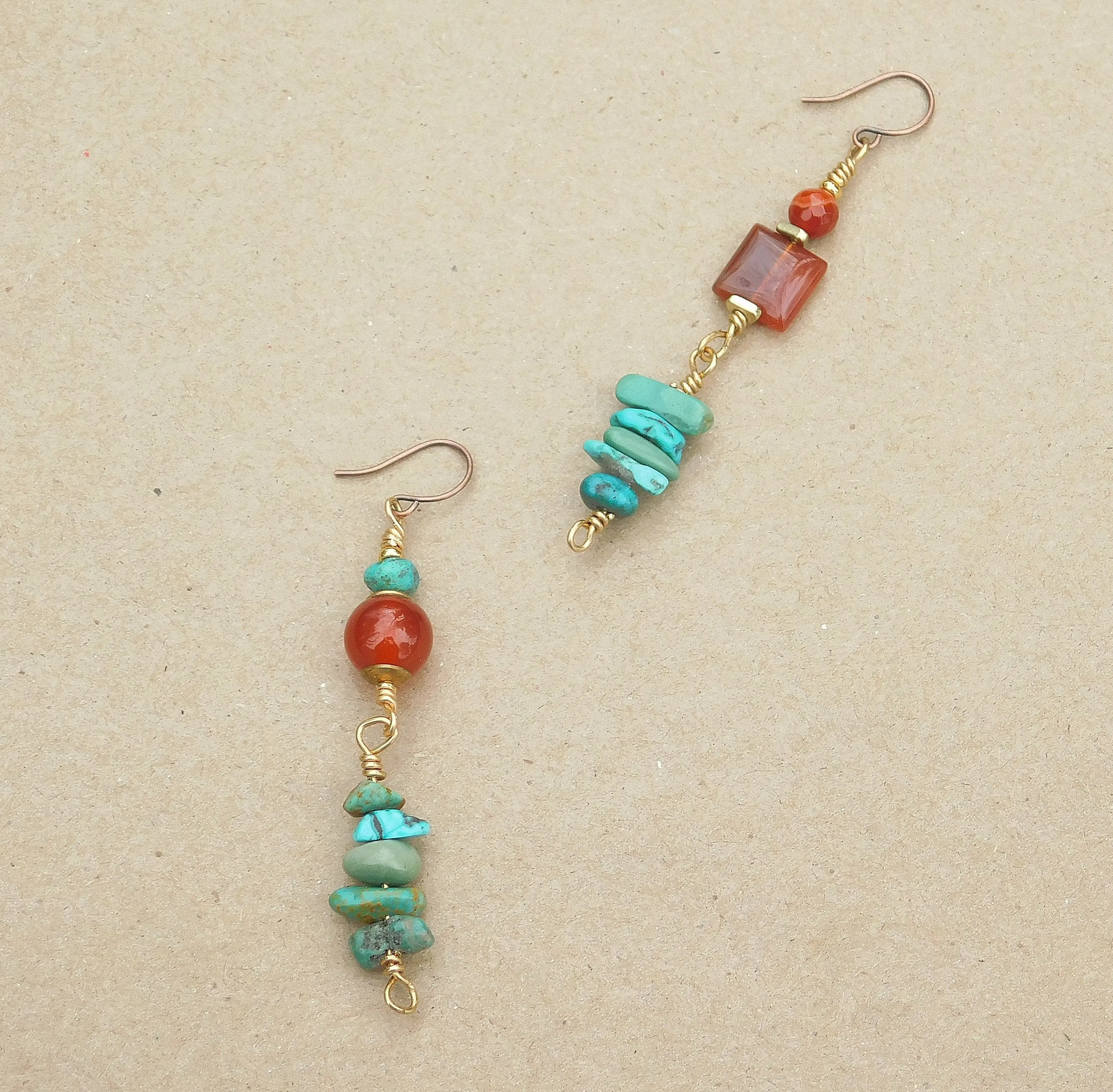 Turquoise and Carnelian Gemstone Earrings