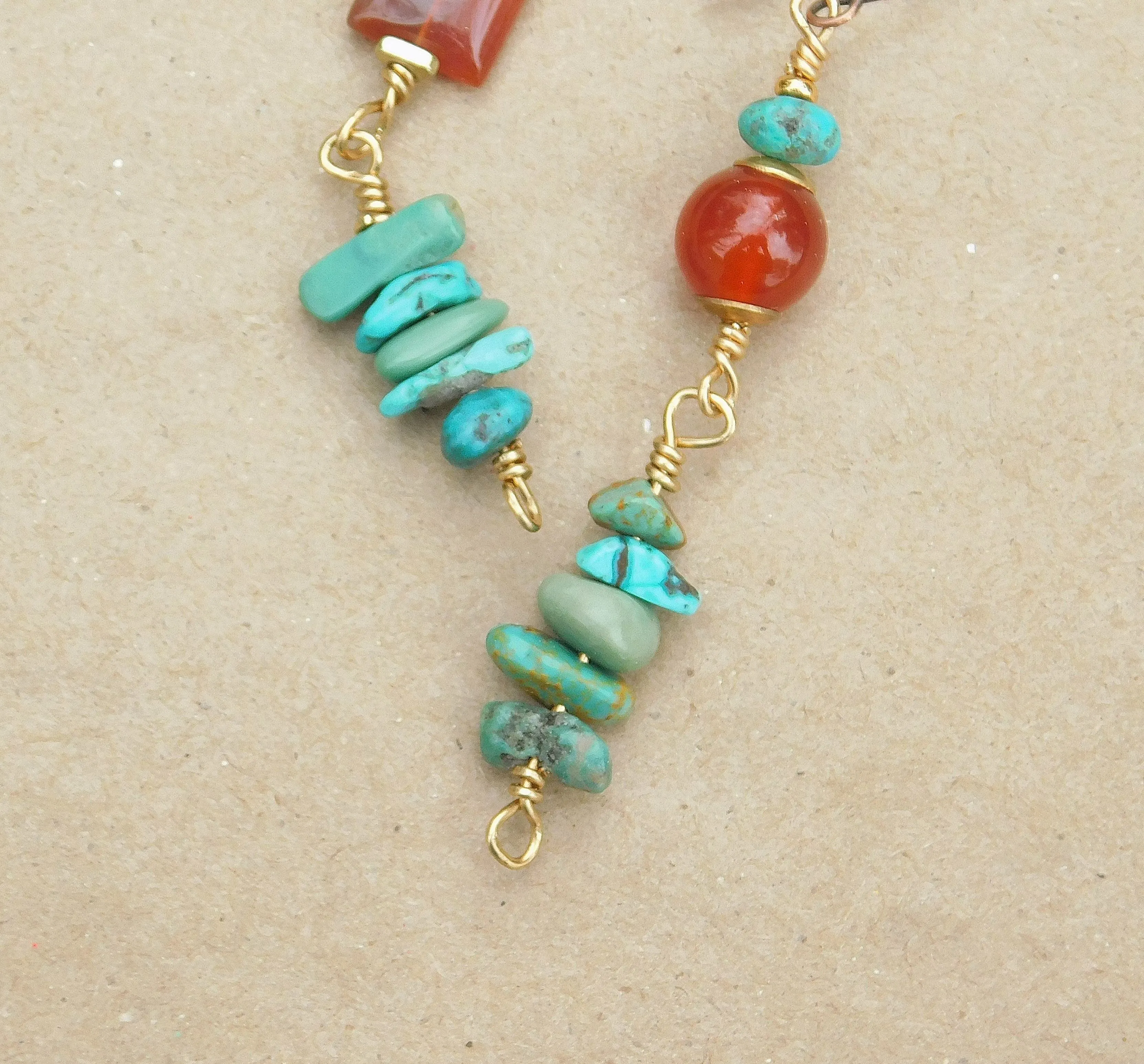 Turquoise and Carnelian Gemstone Earrings