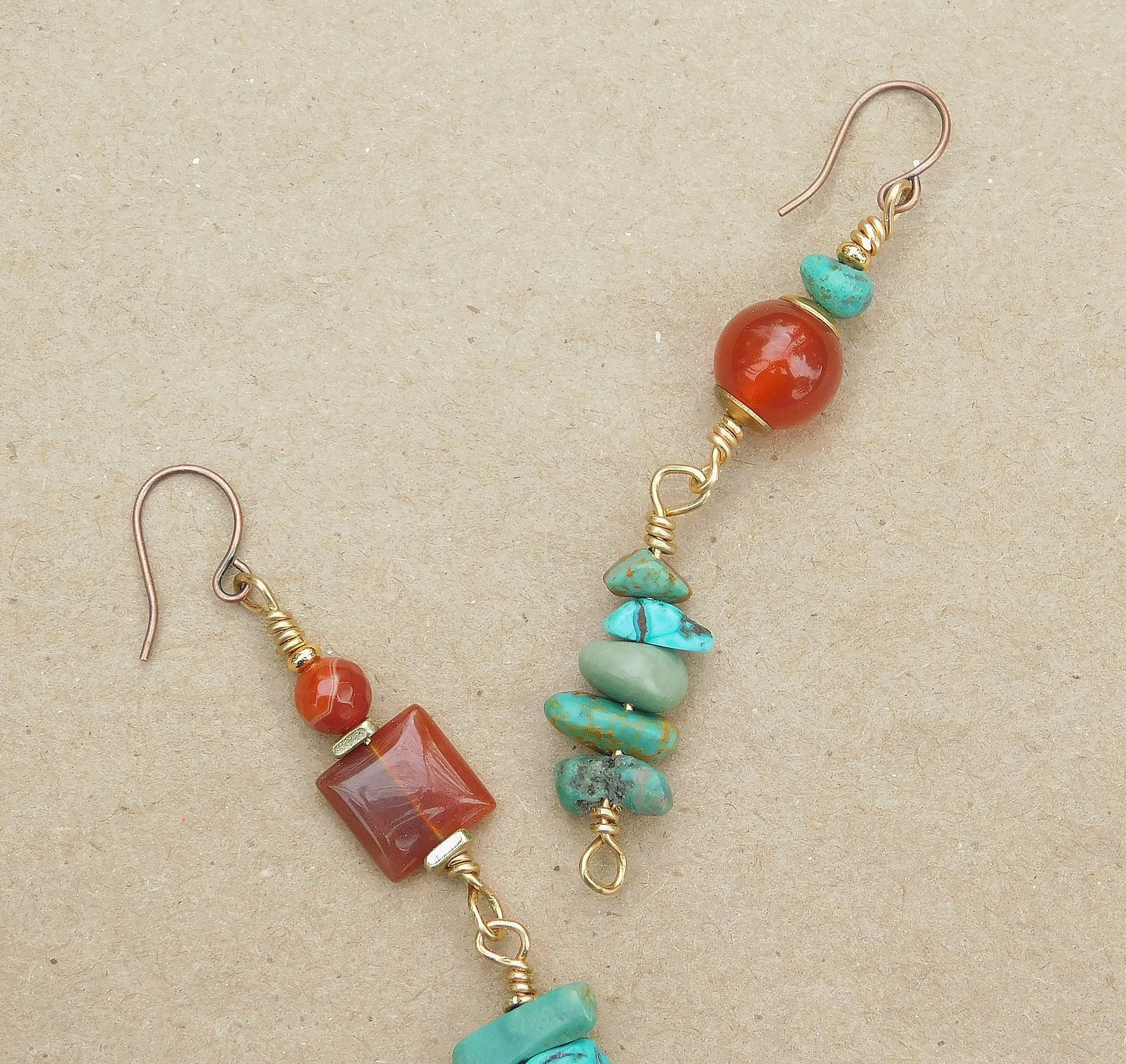 Turquoise and Carnelian Gemstone Earrings