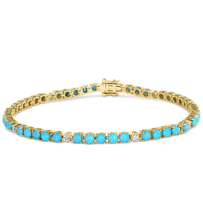 TURQUOISE AND DIAMOND OR SAPPHIRE TENNIS BRACELET