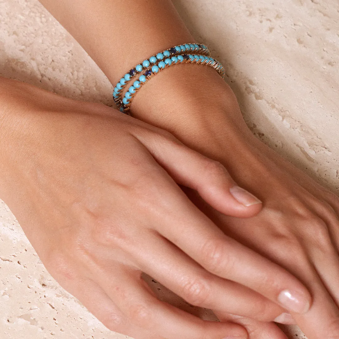 TURQUOISE AND DIAMOND OR SAPPHIRE TENNIS BRACELET