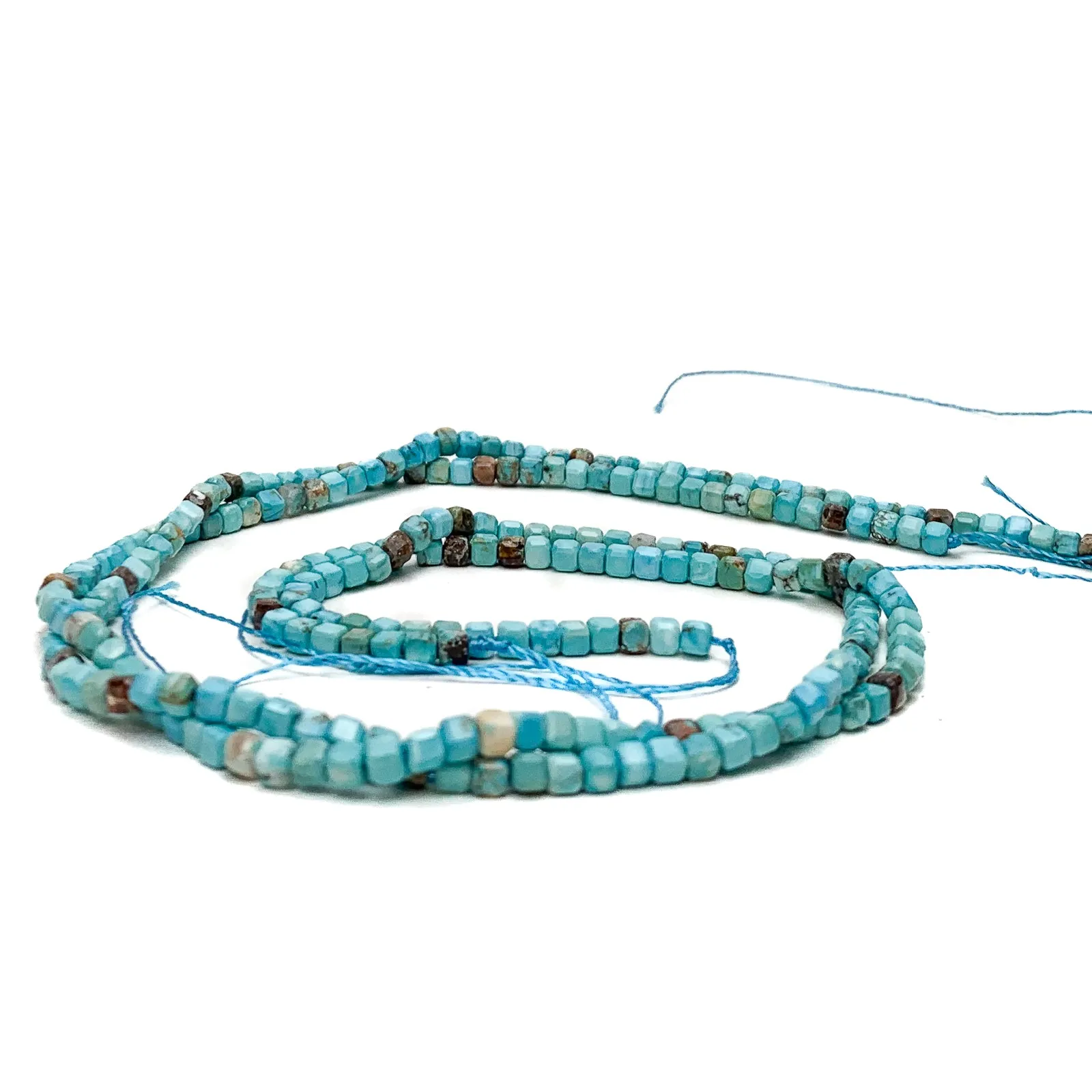 Turquoise Arizona 3mm Faceted Cubes Bead Strand