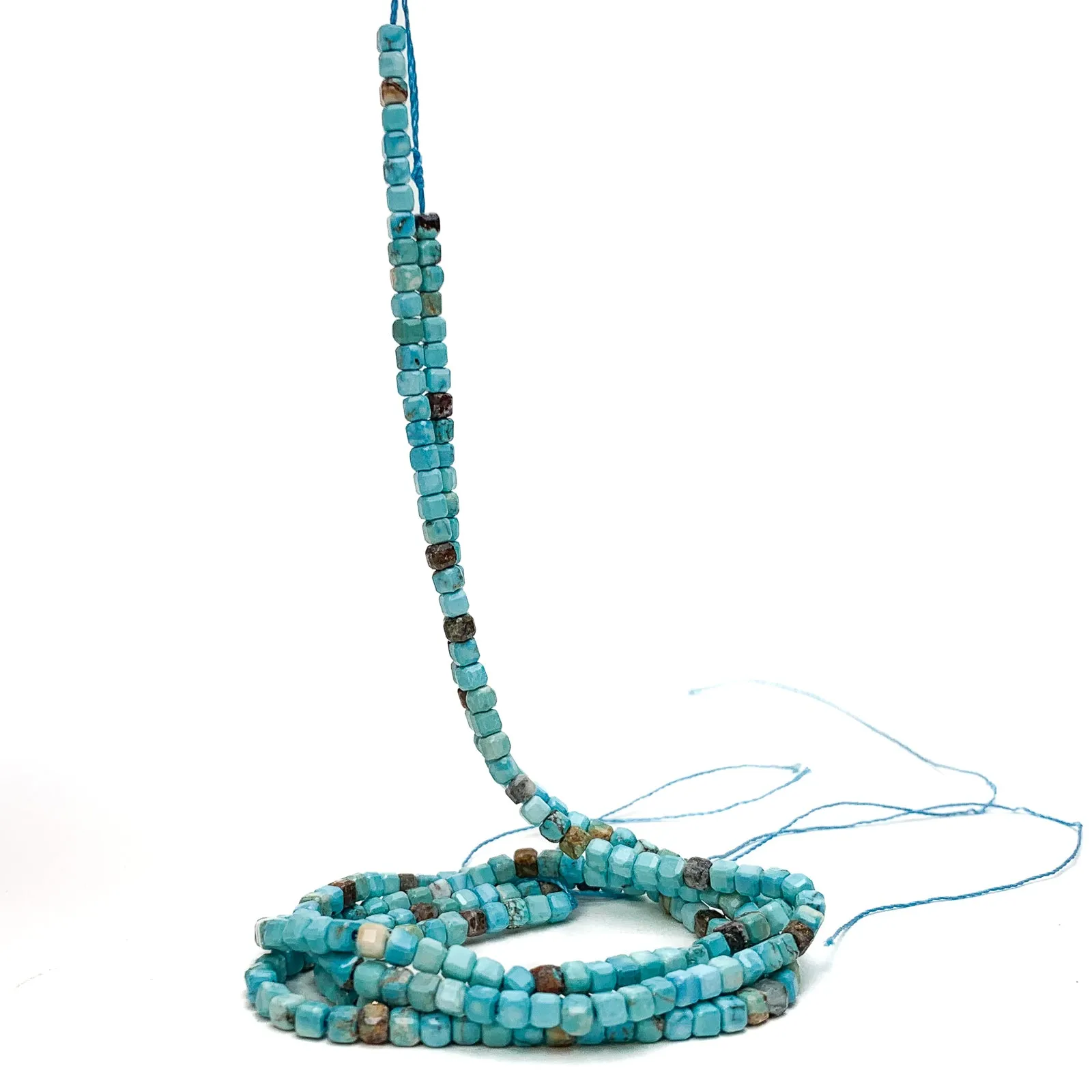 Turquoise Arizona 3mm Faceted Cubes Bead Strand