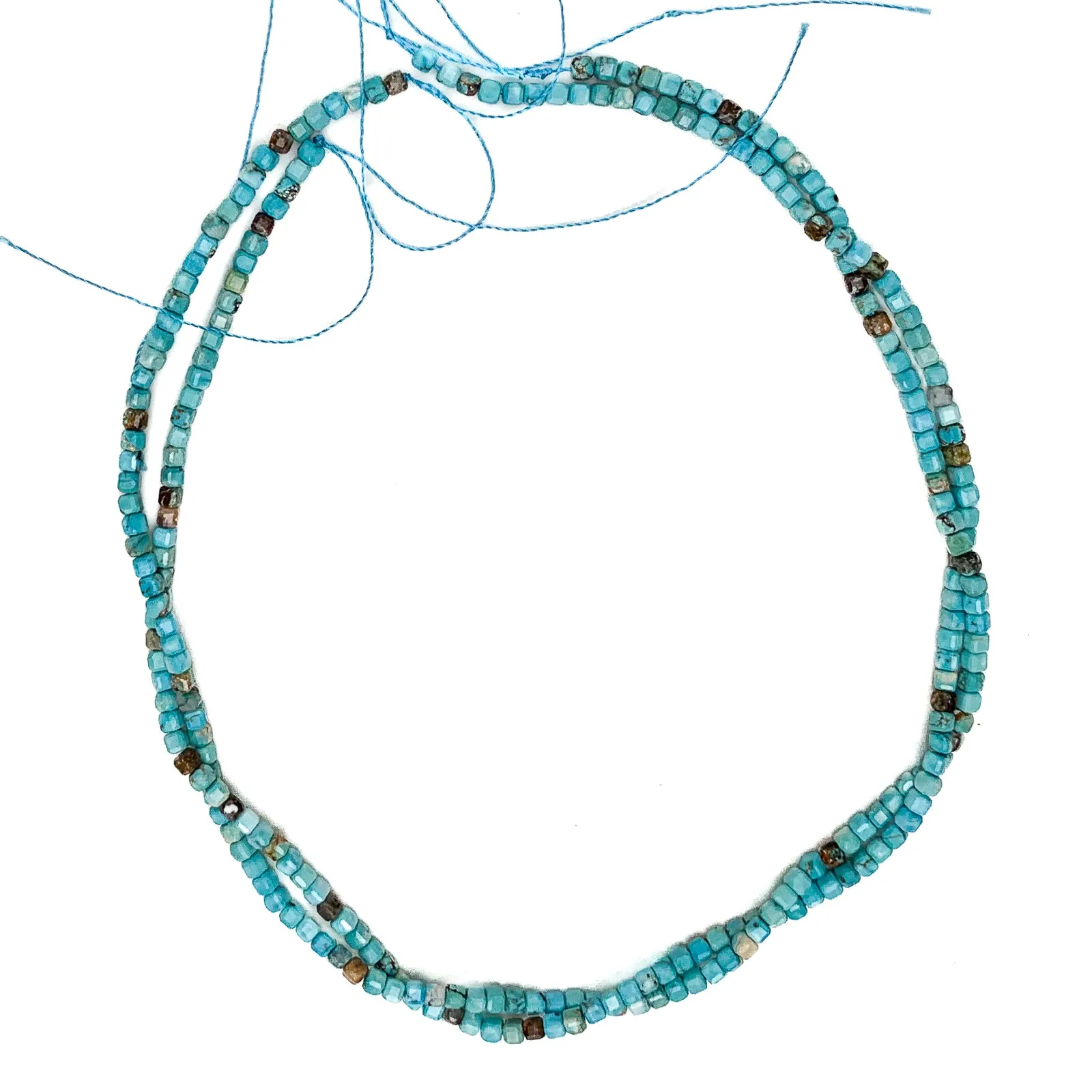 Turquoise Arizona 3mm Faceted Cubes Bead Strand