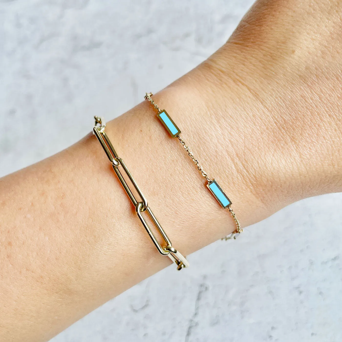 Turquoise Bar Chain Bracelet