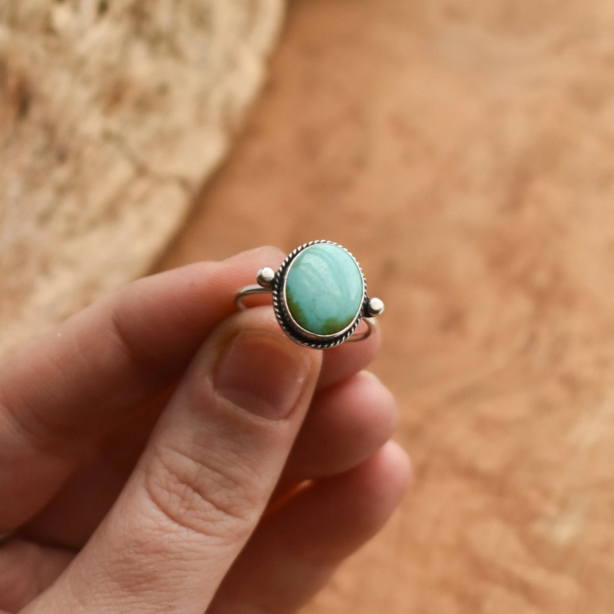 Turquoise Delica Ring - Natural Turquoise Ring - Silversmith Ring - Delica Ring