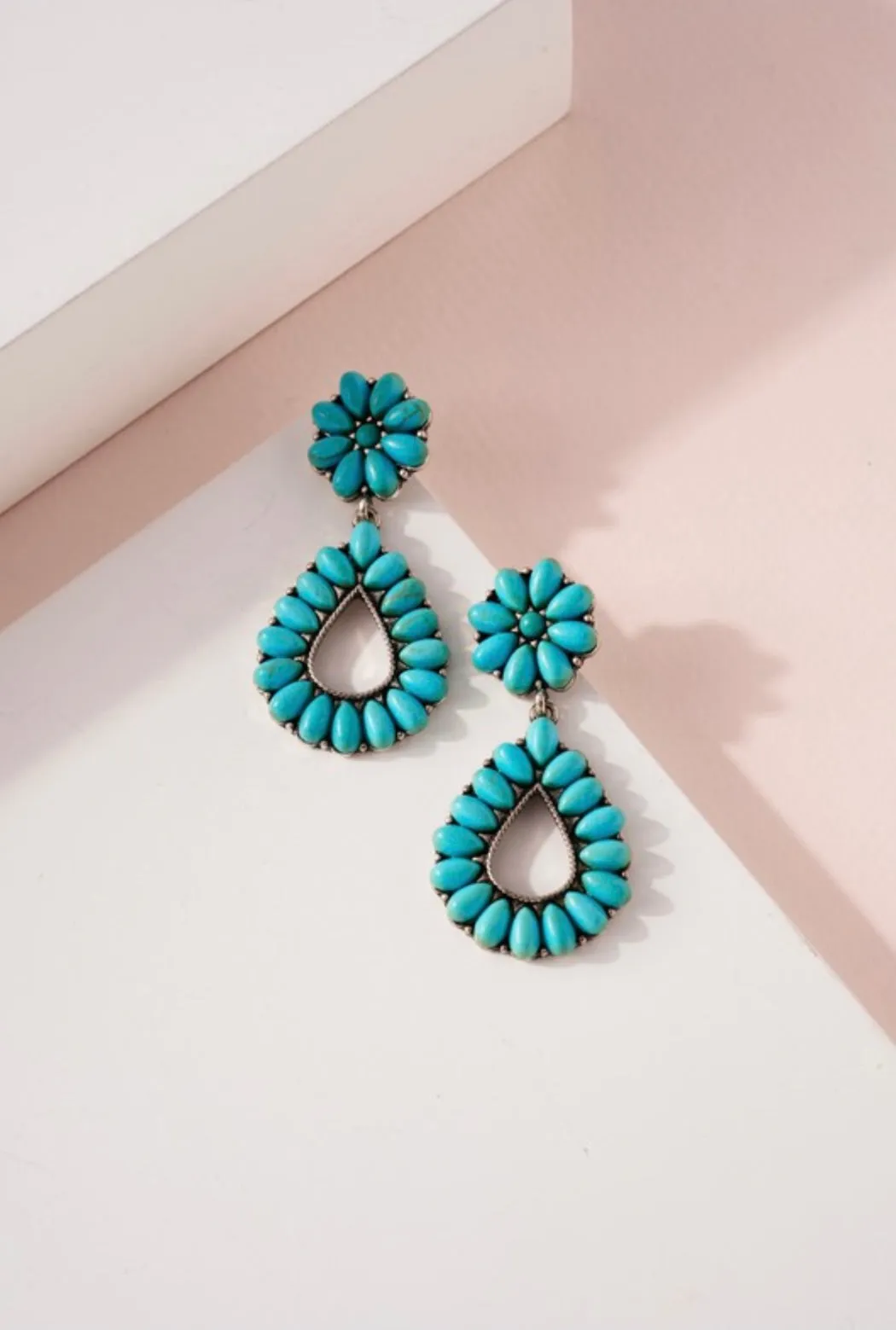 Turquoise Floral Teardrop Earrings