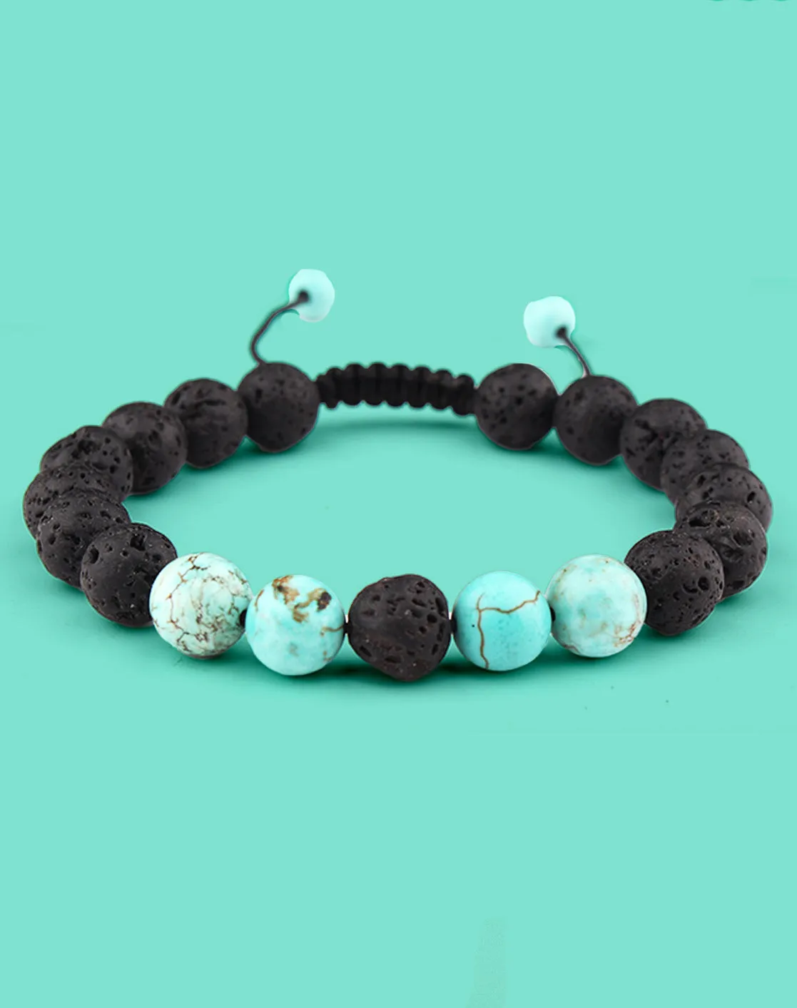 Turquoise Lava Stone/Crystal Aromatherapy Bracelet Diffuser | Adjustable/Jewelry