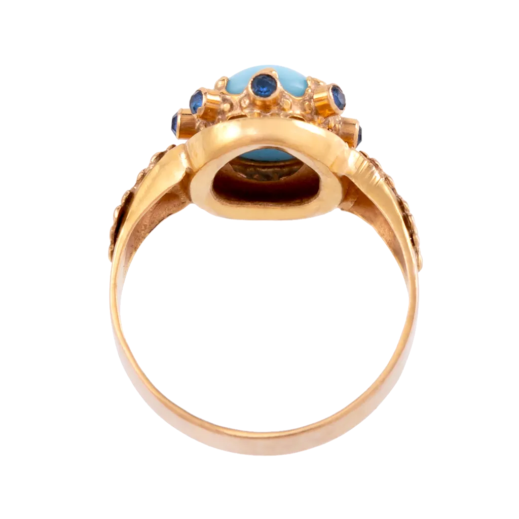 Victorian Turquoise & Sapphire Crown Ring