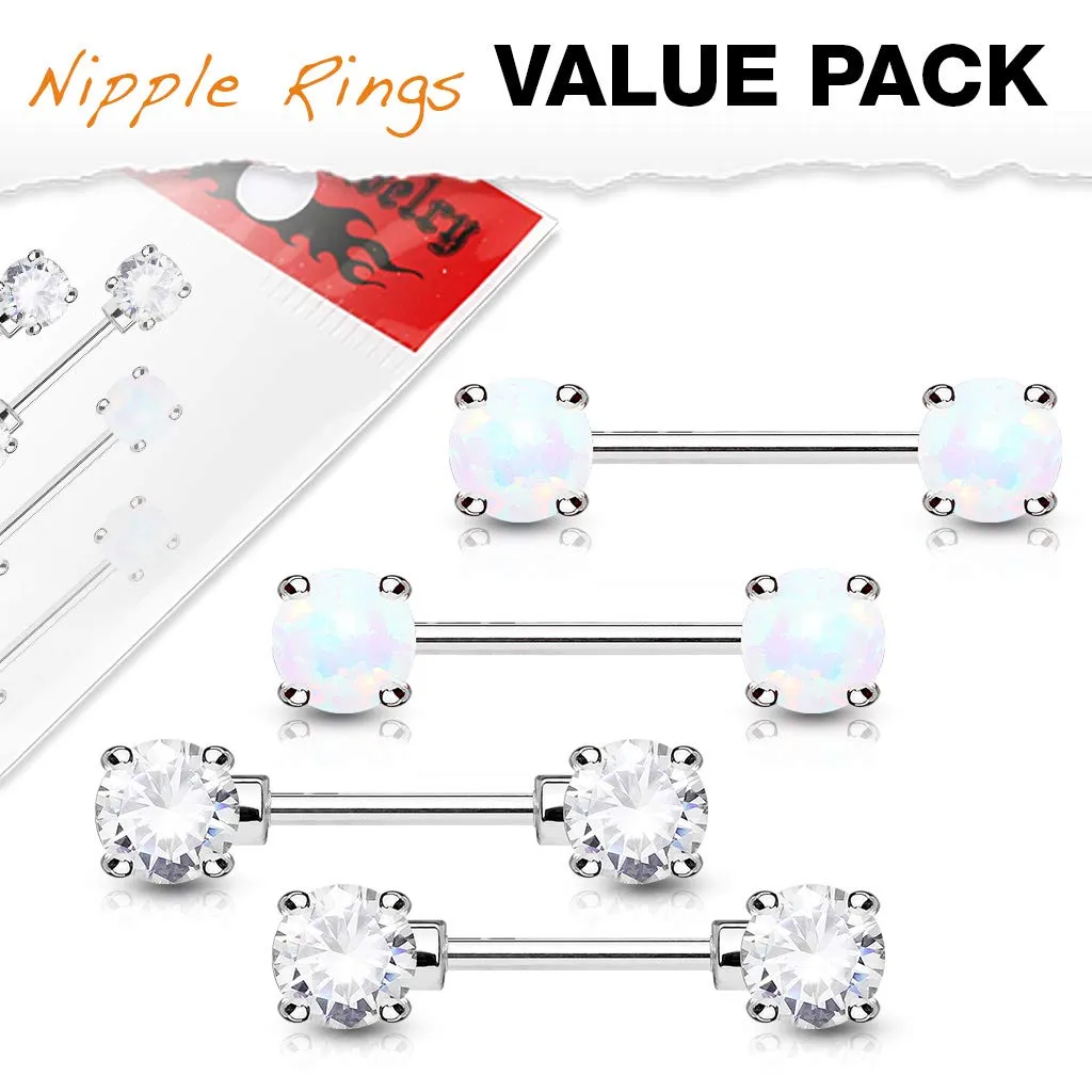 WILDKLASS 2 Pairs of Double Front Facing Round Prong Set 316L Surgical Steel Nipple Bar