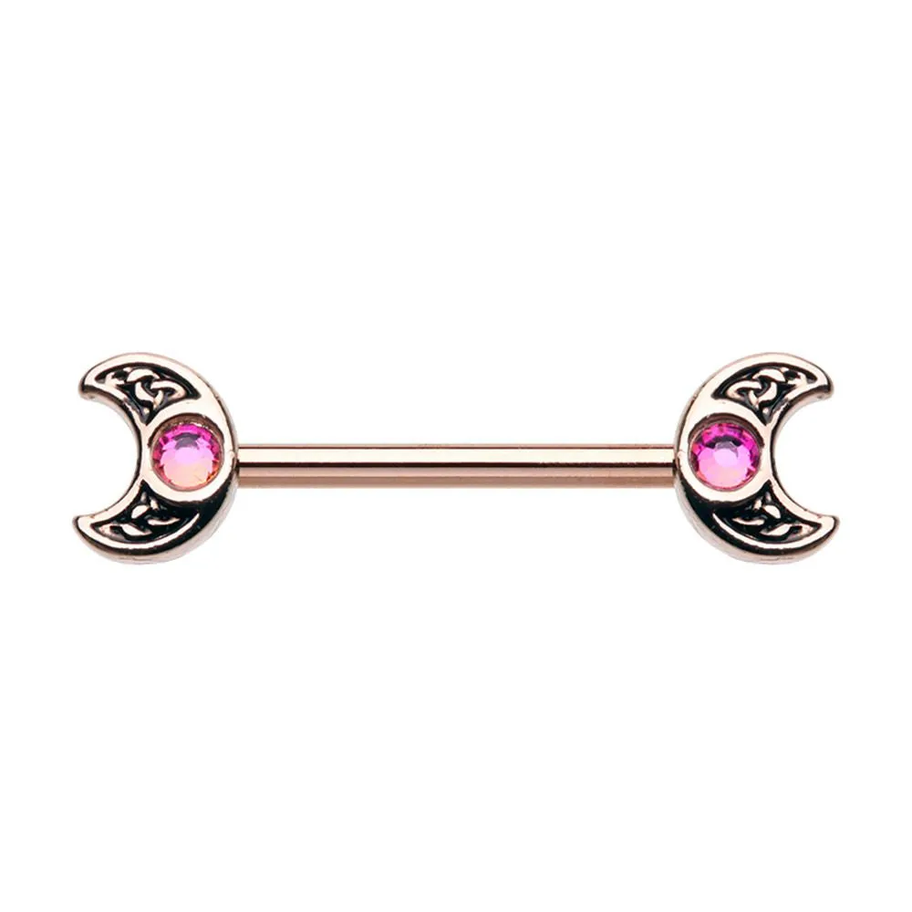 WILDKLASS Rose Gold Treasure Celtic Moon Nipple Barbell Ring