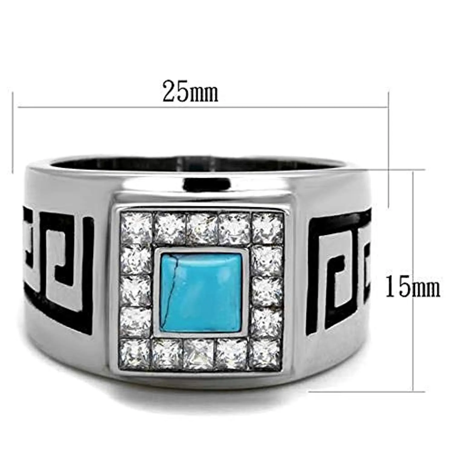 WildKlass Stainless Steel Ring High Polished (no Plating) Men Synthetic Sea Blue