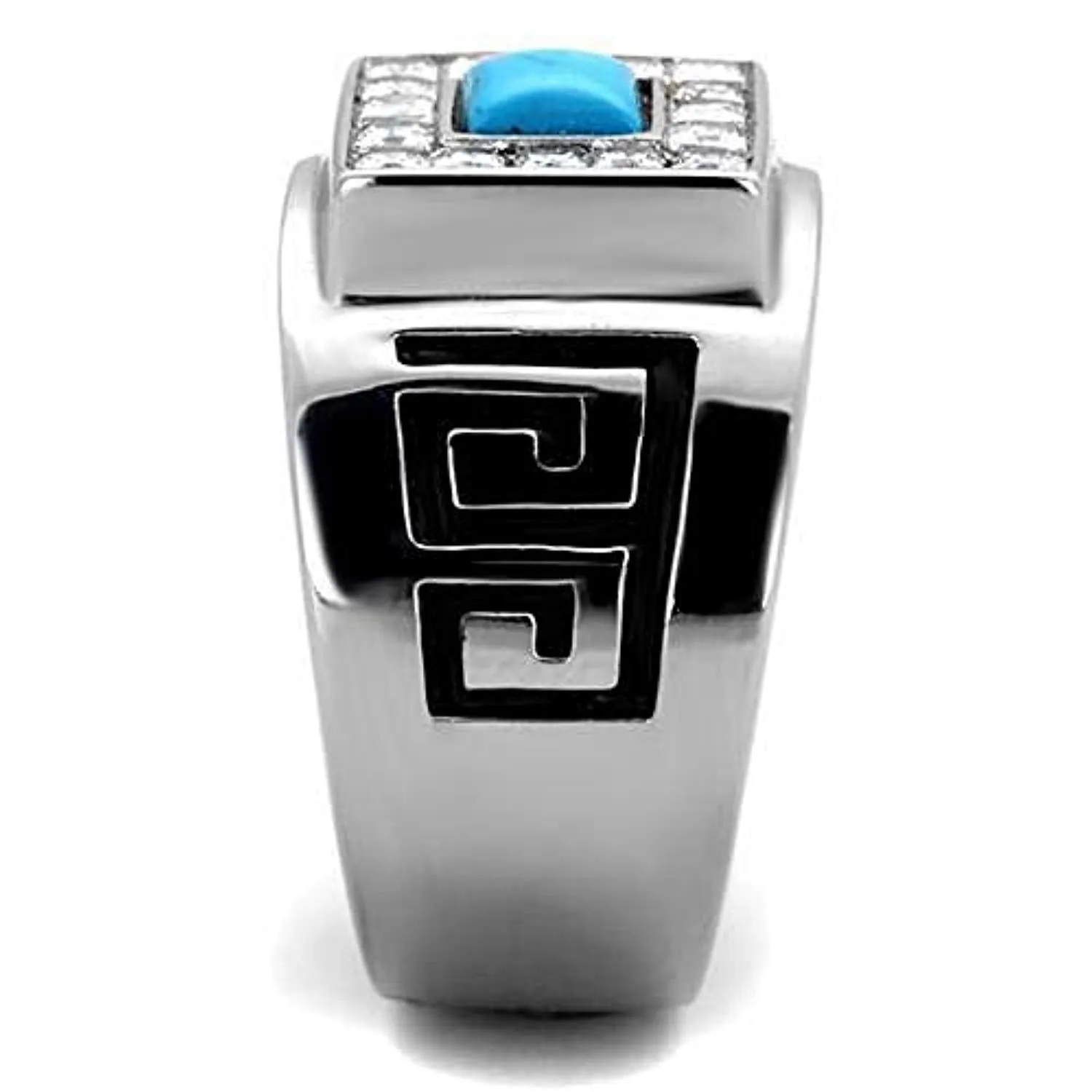 WildKlass Stainless Steel Ring High Polished (no Plating) Men Synthetic Sea Blue