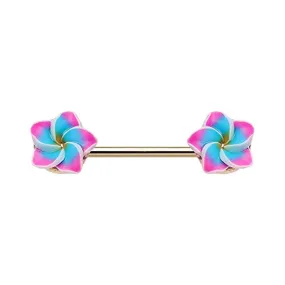 WILDKLASS Tropical Plumeria Flower Nipple Barbell Ring