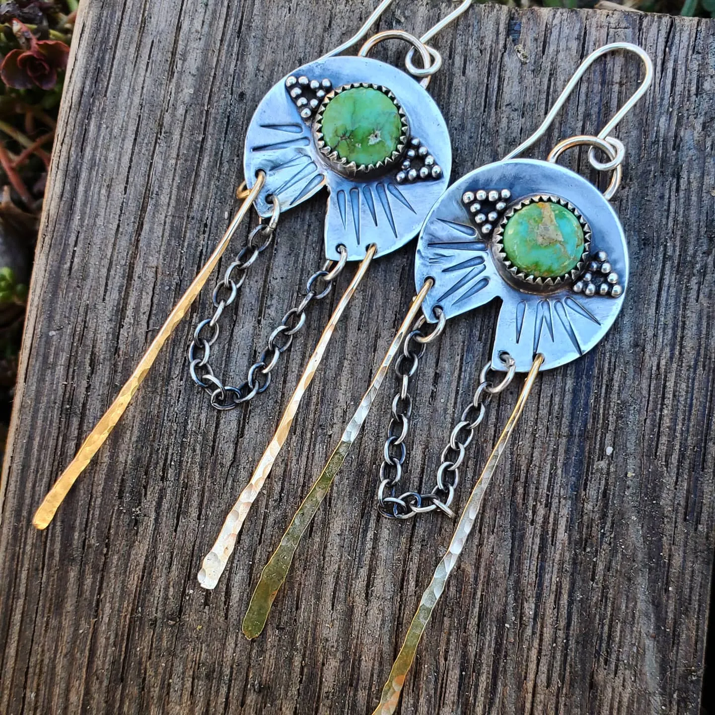 Wind Dancer Green Turquoise Fringe Earrings